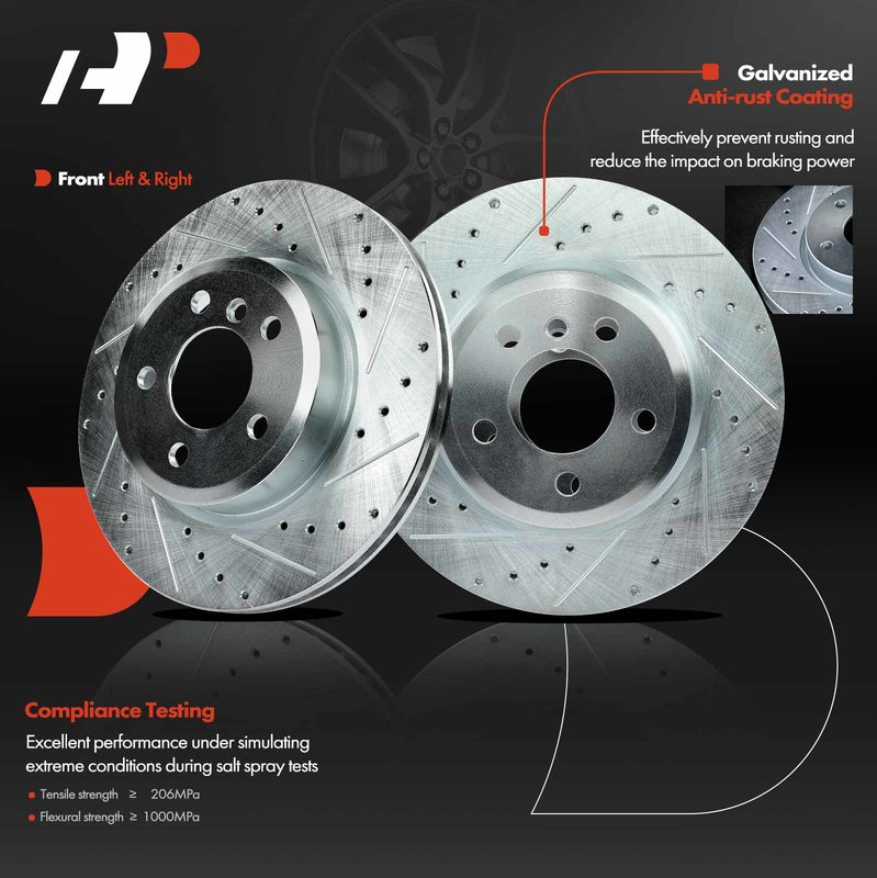 Front Drilled Brake Rotors for BMW X3 2004-2010 2.5L 3.0L