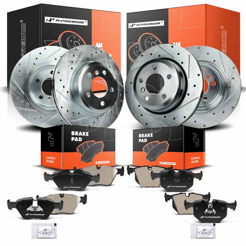 Front & Rear Drilled Rotors & Ceramic Brake Pads for BMW X3 E83 2004-2010