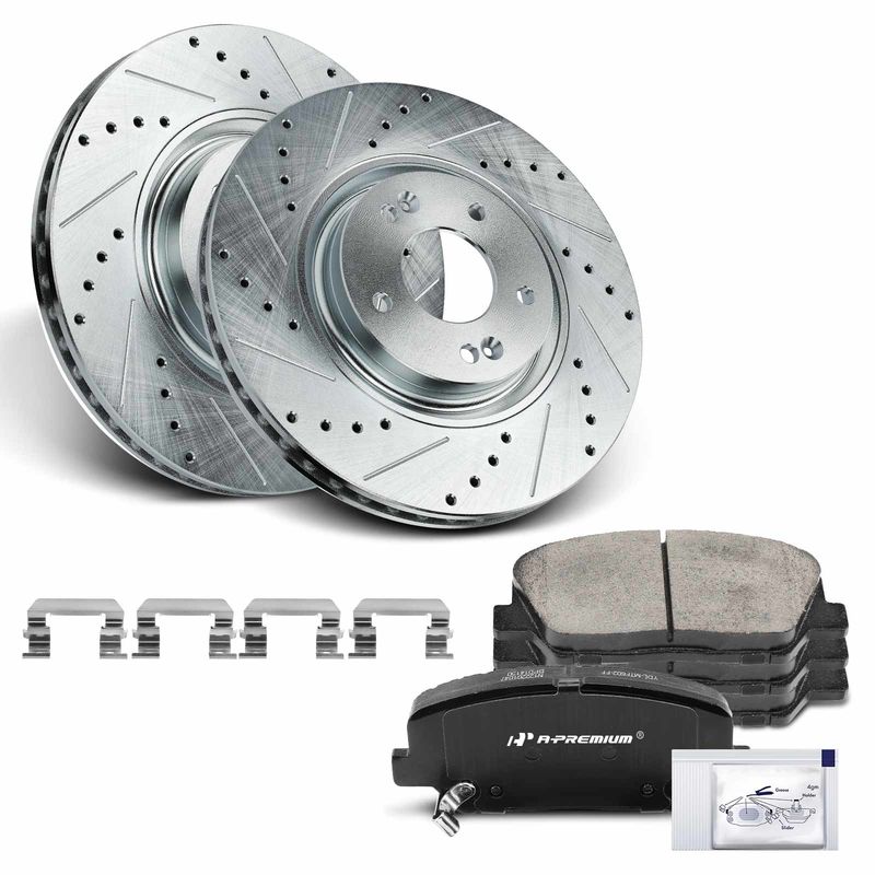 Front Drilled Rotors & Ceramic Brake Pads for Kia Optima 2011-2015 L4 2.0L