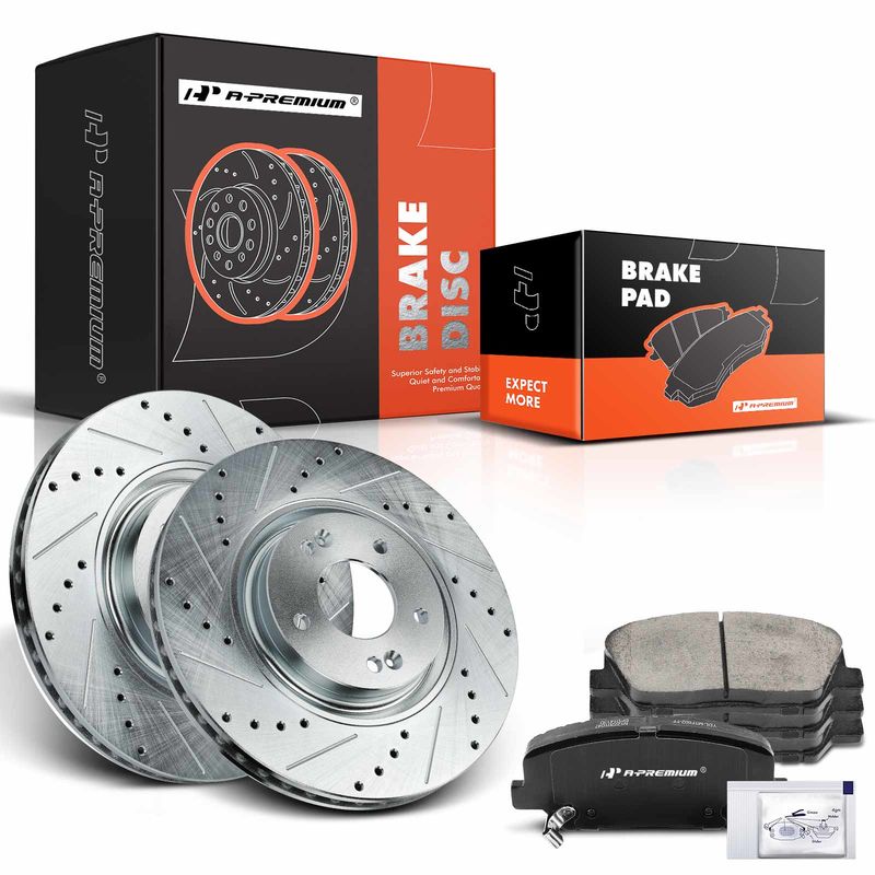 Front Drilled Rotors & Ceramic Brake Pads for Kia Optima 2011-2015 L4 2.0L