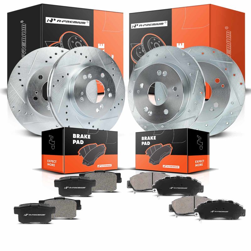Front & Rear Drilled Rotors & Ceramic Brake Pads for Acura Integra Type R