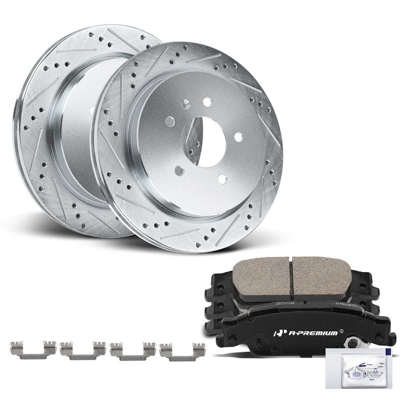 Rear Drilled Rotors & Ceramic Brake Pads for Cadillac CTS 2003-2007 STS 2005-2011