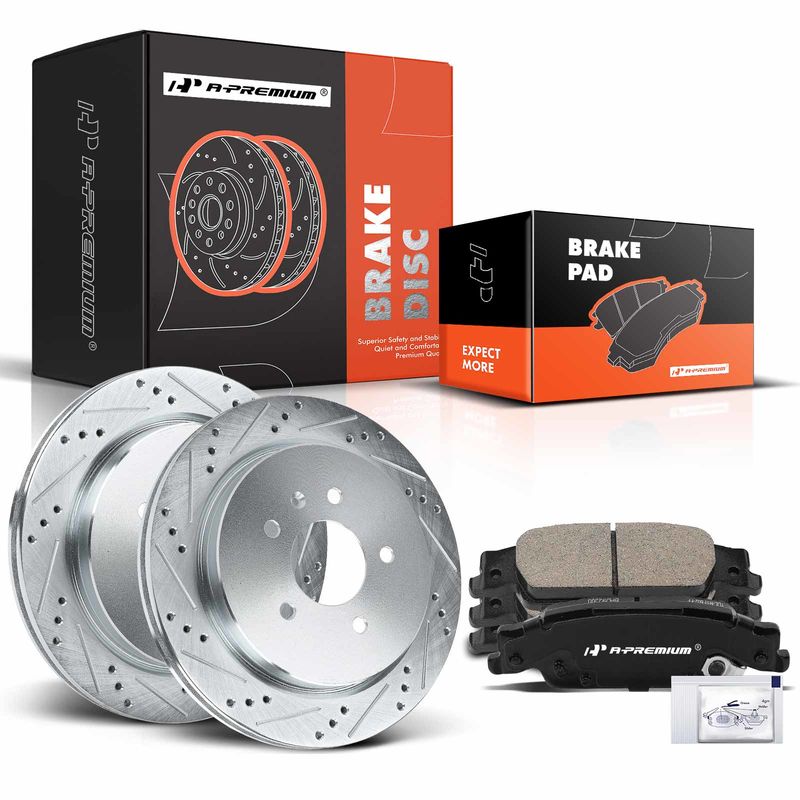 Rear Drilled Rotors & Ceramic Brake Pads for Cadillac CTS 2003-2007 STS 2005-2011