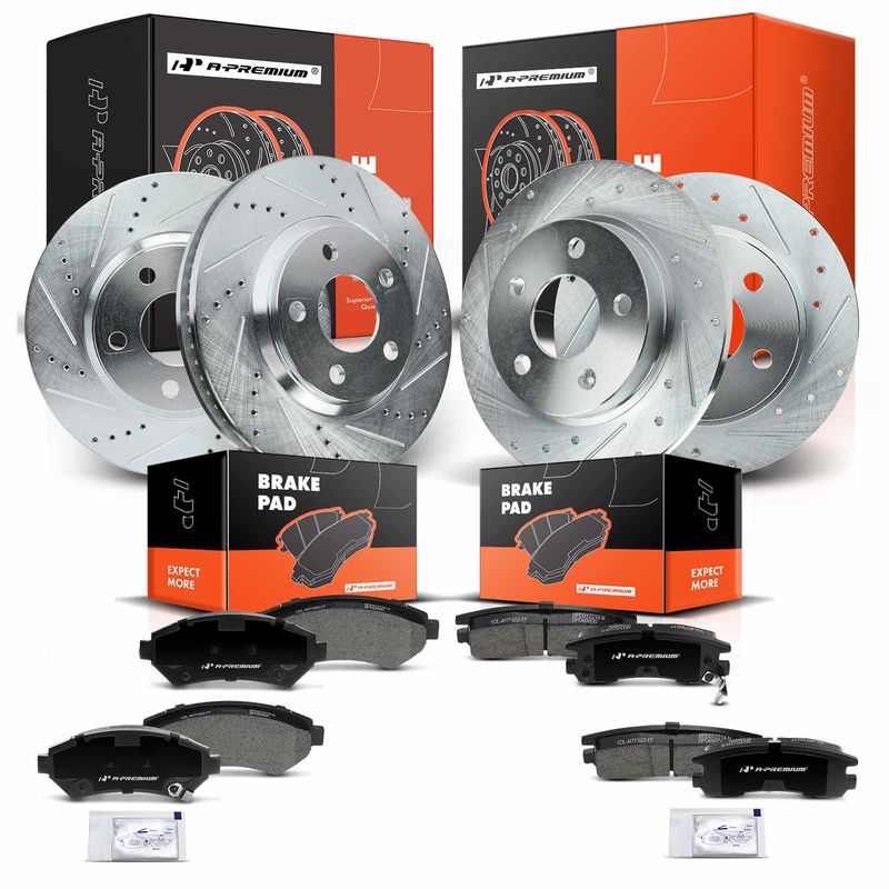 Front & Rear Drilled Rotors & Ceramic Brake Pads for Buick LeSabre Cadillac Olds
