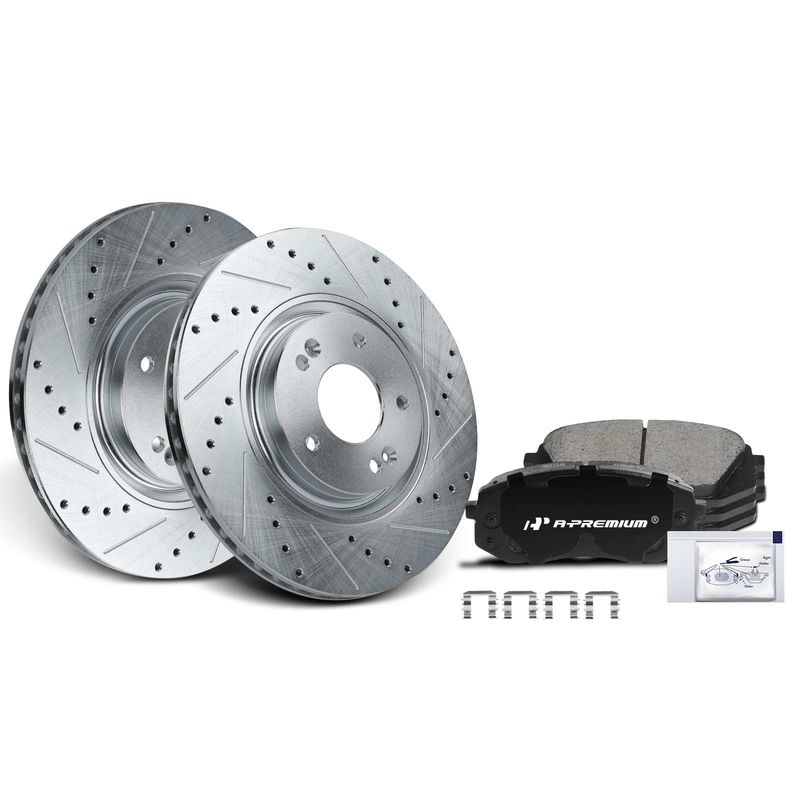 Front Drilled Rotors & Ceramic Brake Pads for Hyundai Sonata 2015 Tucson Kia
