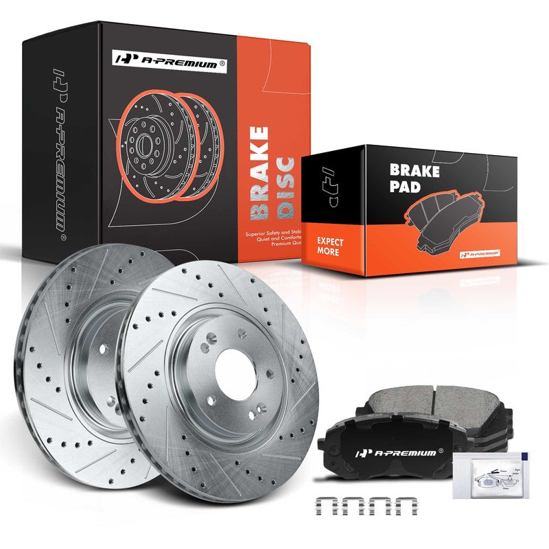 Front Drilled Rotors & Ceramic Brake Pads for Hyundai Sonata 2015 Tucson Kia