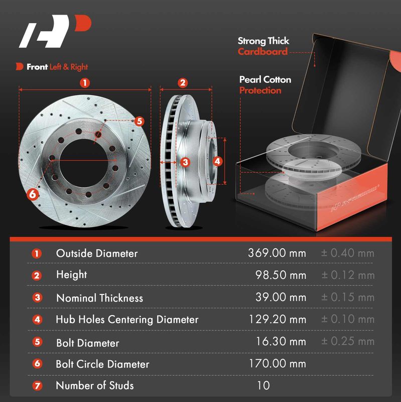 Front Drilled Rotors & Ceramic Brake Pads for Ford F-450 F-550 Super Duty