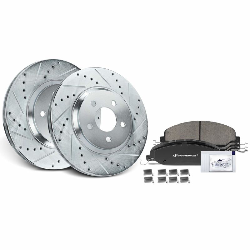 Front Drilled Rotors & Ceramic Brake Pads for Ford Mustang 2005-2011