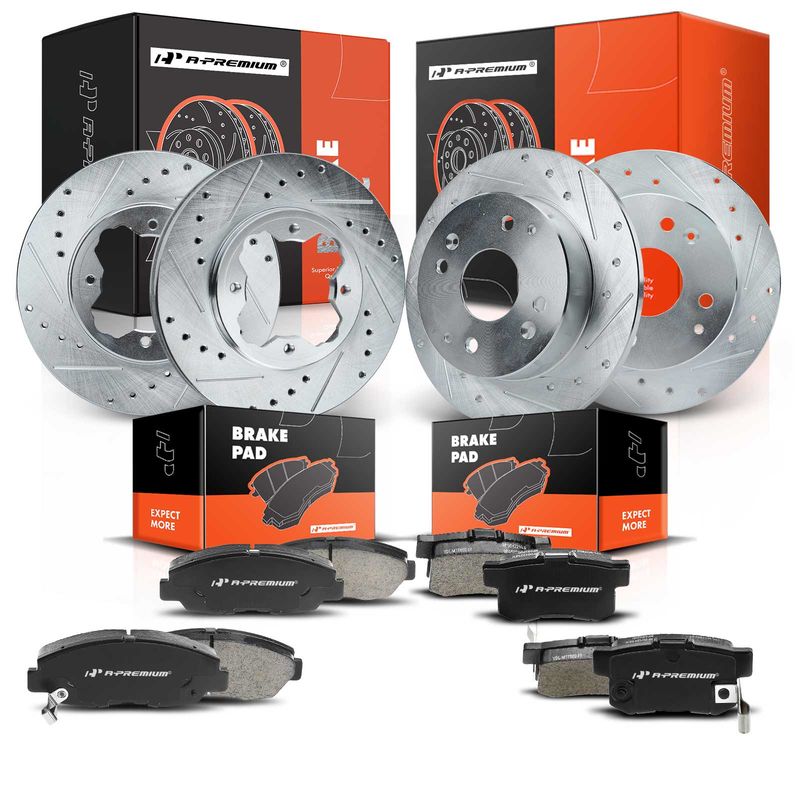 Front & Rear Drilled Rotors & Ceramic Brake Pads for Honda Accord 1991-1997 Acura