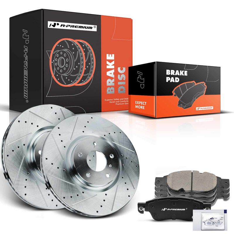 Front Drilled Rotors & Ceramic Brake Pads for INFINITI G35 2007-2008 G37 Q60