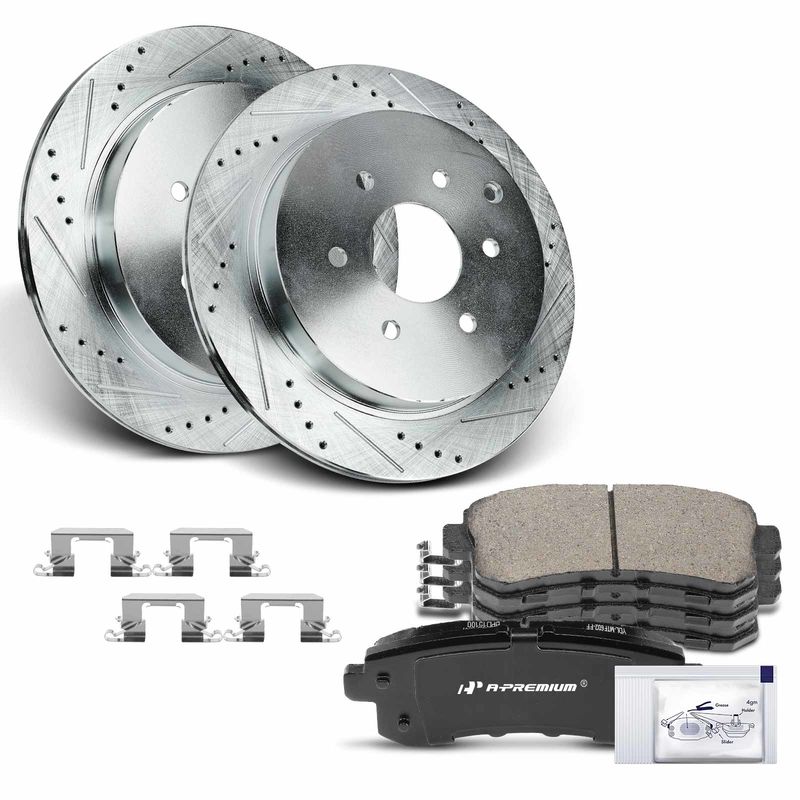 Rear Drilled Rotors & Ceramic Brake Pads for INFINITI QX56 QX80 Nissan Armada
