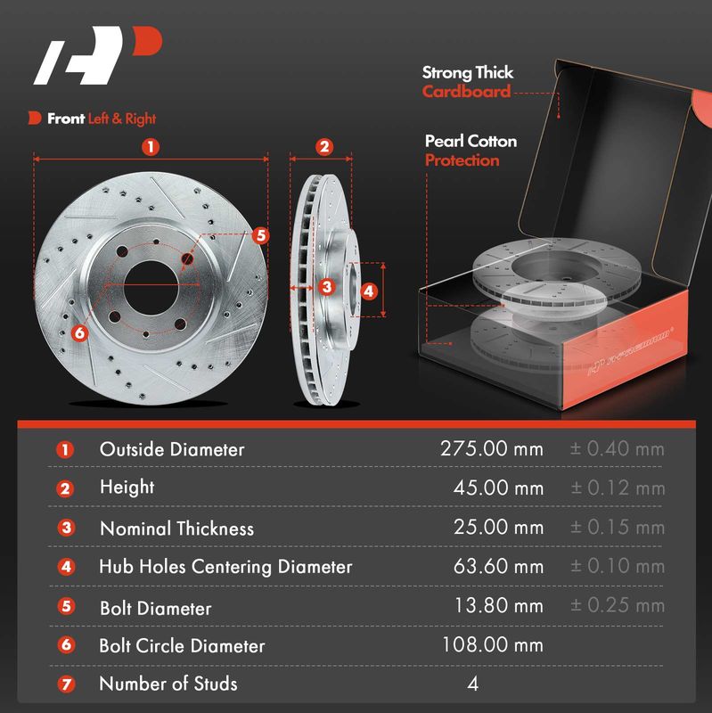Front Drilled Rotors & Ceramic Brake Pads for Ford Focus 2008-2011