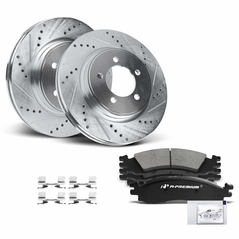 Front Drilled Rotors & Ceramic Brake Pads for Ford Explorer 2006-2010 Mercury