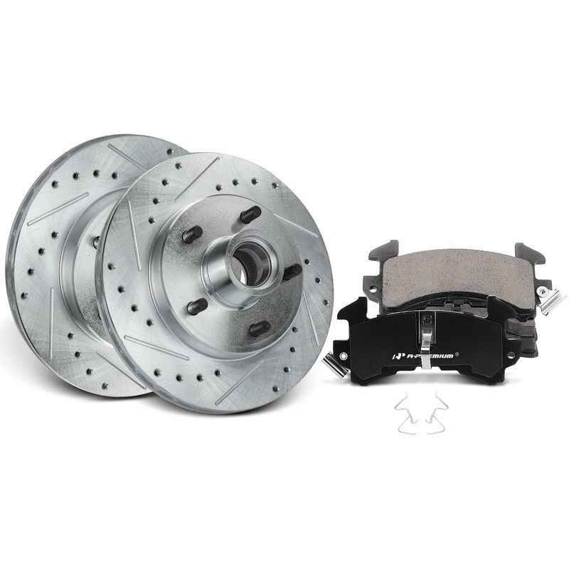 Front Drilled Rotors & Ceramic Brake Pads for Chevrolet S10 Malibu Camaro GMC