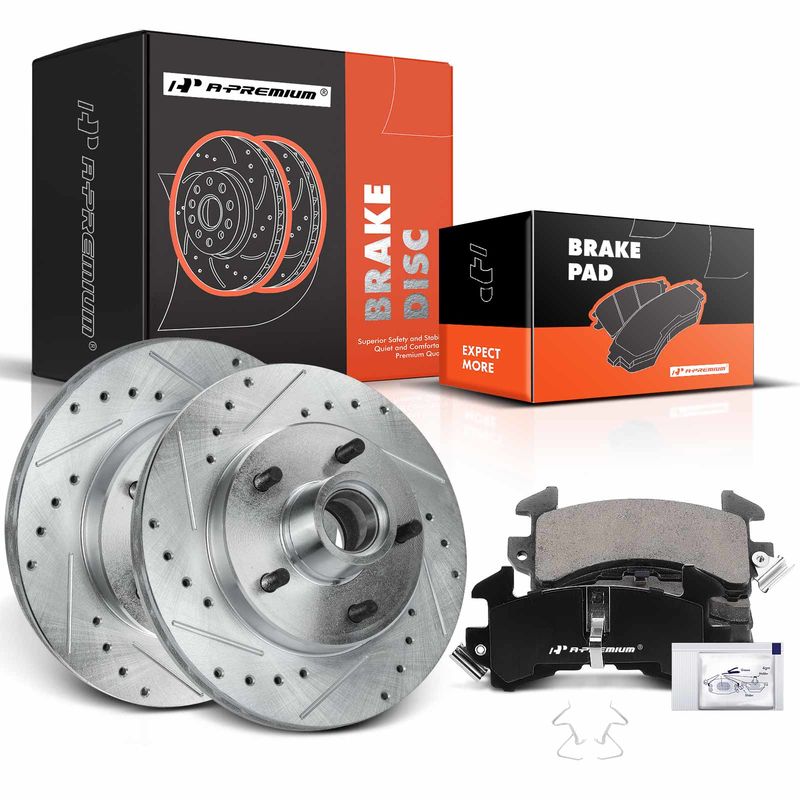 Front Drilled Rotors & Ceramic Brake Pads for Chevrolet S10 Malibu Camaro GMC