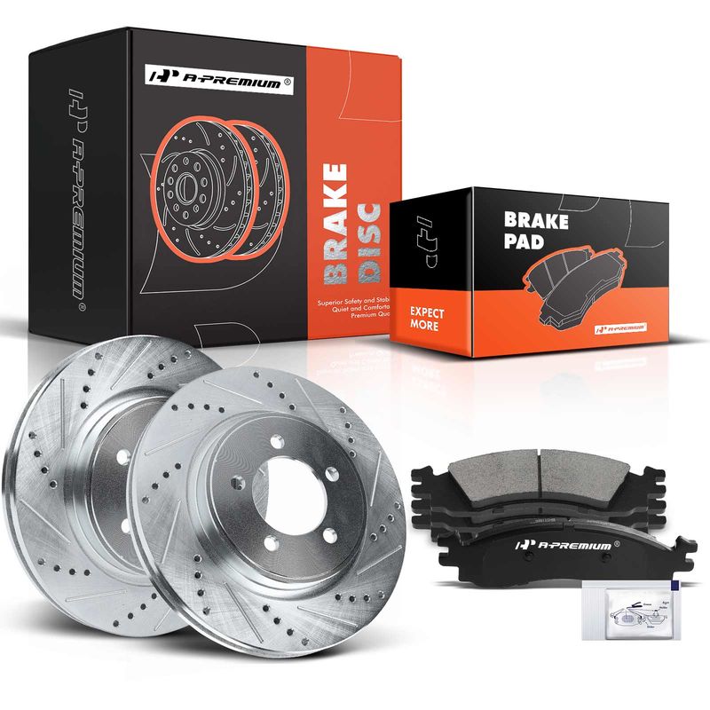 Front Drilled Rotors & Ceramic Brake Pads for Ford Explorer 2006-2010 Mercury