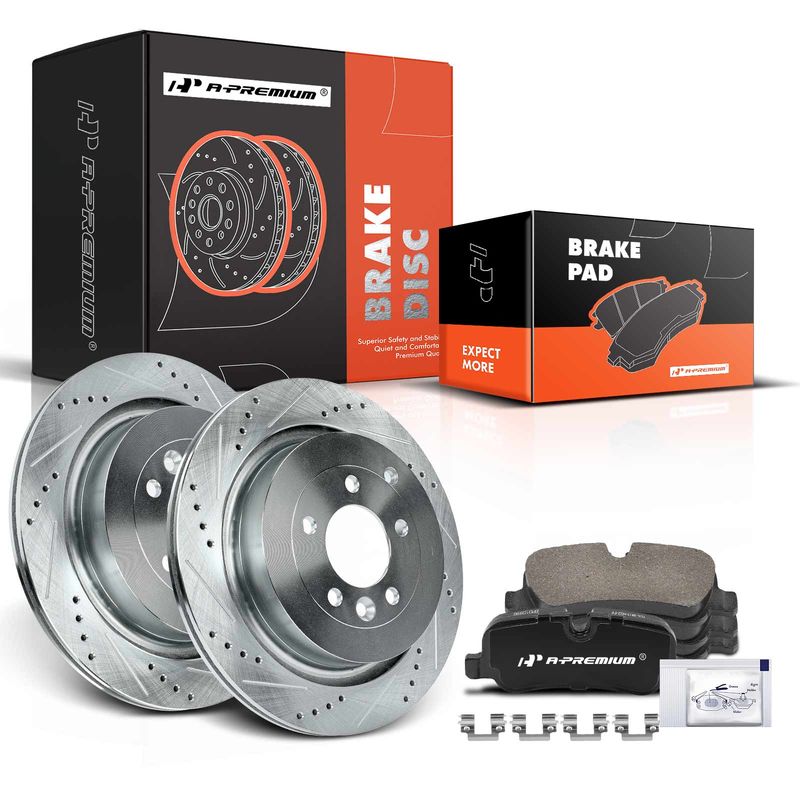 Rear Drilled Rotors & Ceramic Brake Pads for Land Rover Range Rover Sport