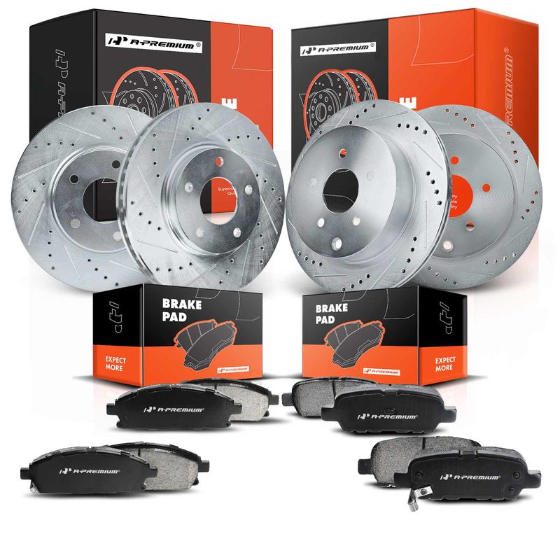 Front & Rear Drilled Rotors & Ceramic Brake Pads for Nissan Quest 04-09 11-17