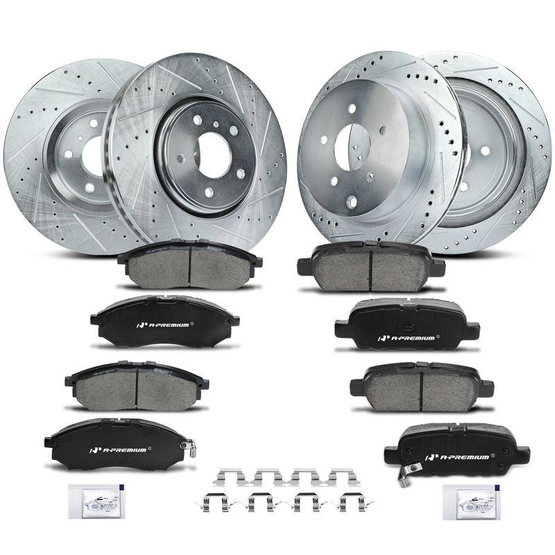 Front & Rear Drilled Rotors & Ceramic Brake Pads for INFINITI FX35 FX37 FX45 QX70