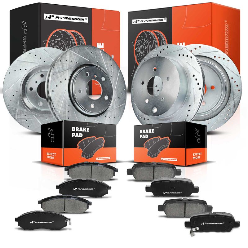 Front & Rear Drilled Rotors & Ceramic Brake Pads for INFINITI FX35 FX37 FX45 QX70