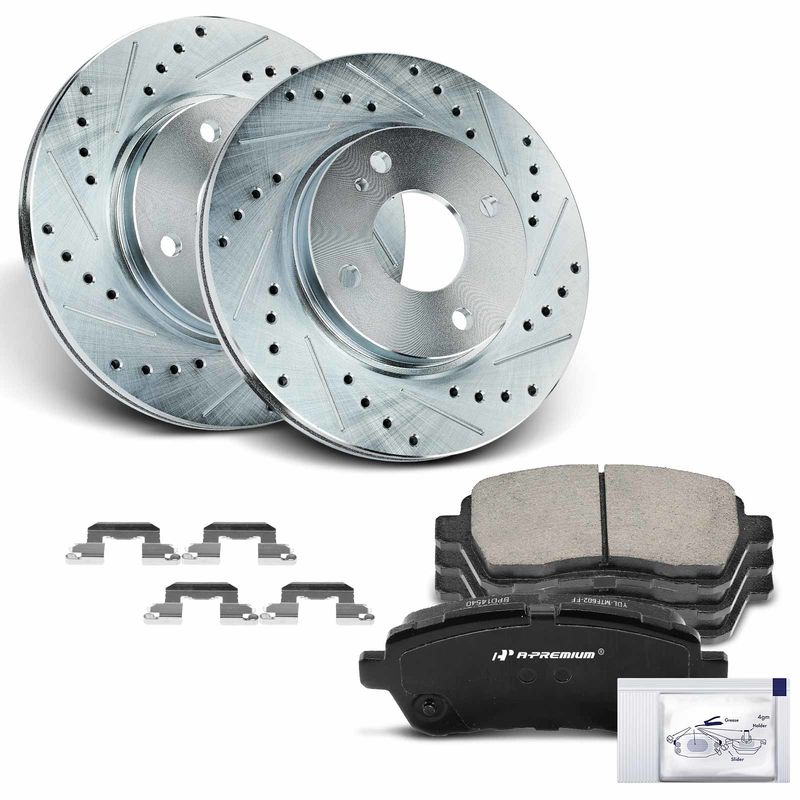 Front Drilled Rotors & Ceramic Brake Pads for Ford Fiesta 2011-2019