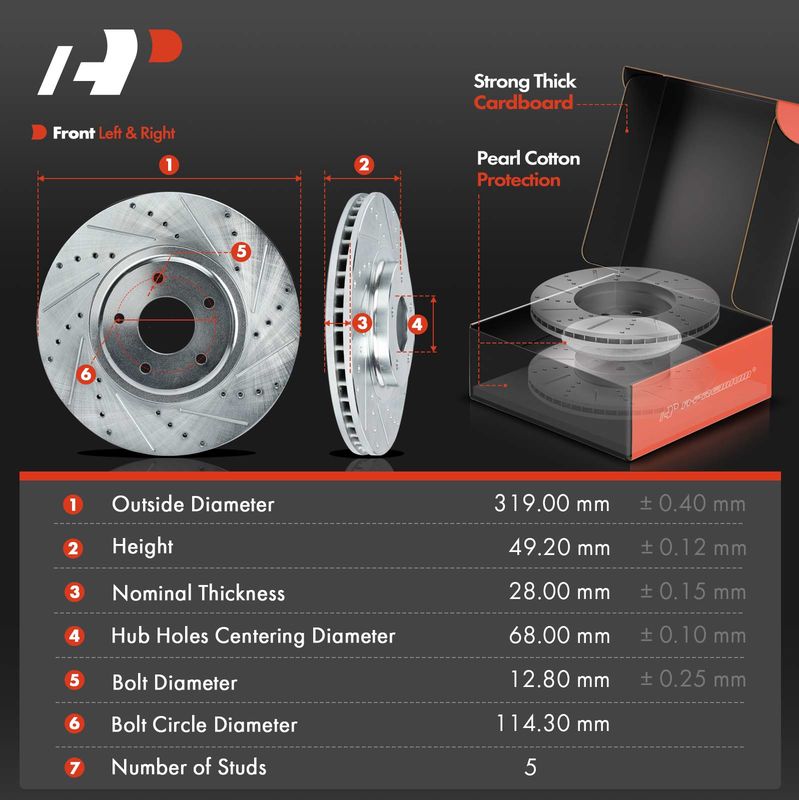 Front Drilled Rotors & Ceramic Brake Pads for Nissan Altima Murano INFINITI FX35