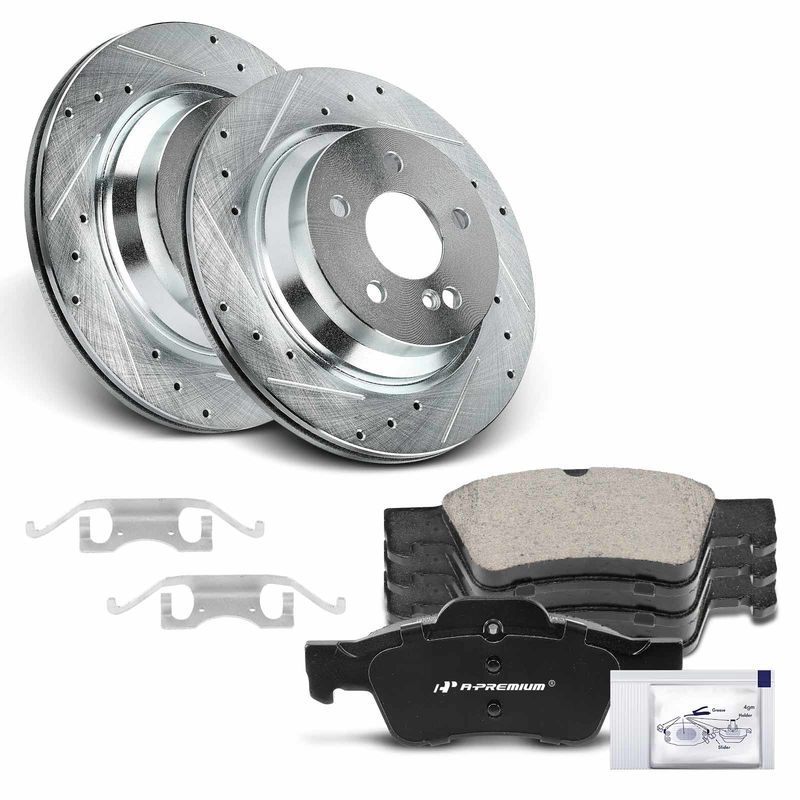 Rear Drilled Rotors & Ceramic Brake Pads for Mercedes-Benz E320 2003-2005 CLS400