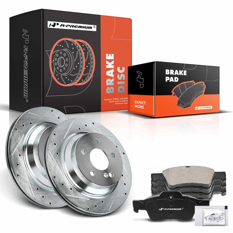 Rear Drilled Rotors & Ceramic Brake Pads for Mercedes-Benz E320 2003-2005 CLS400