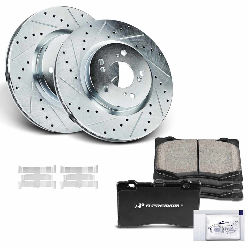 Front Drilled Rotors & Ceramic Brake Pads for Acura RL 2005-2012 V6 3.5L 3.7L