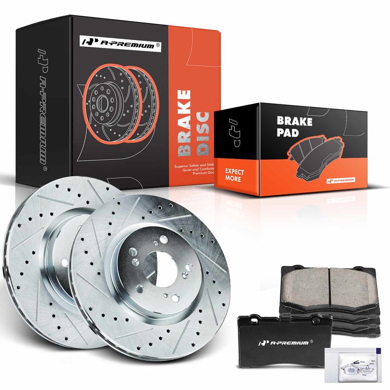 Front Drilled Rotors & Ceramic Brake Pads for Acura RL 2005-2012 V6 3.5L 3.7L