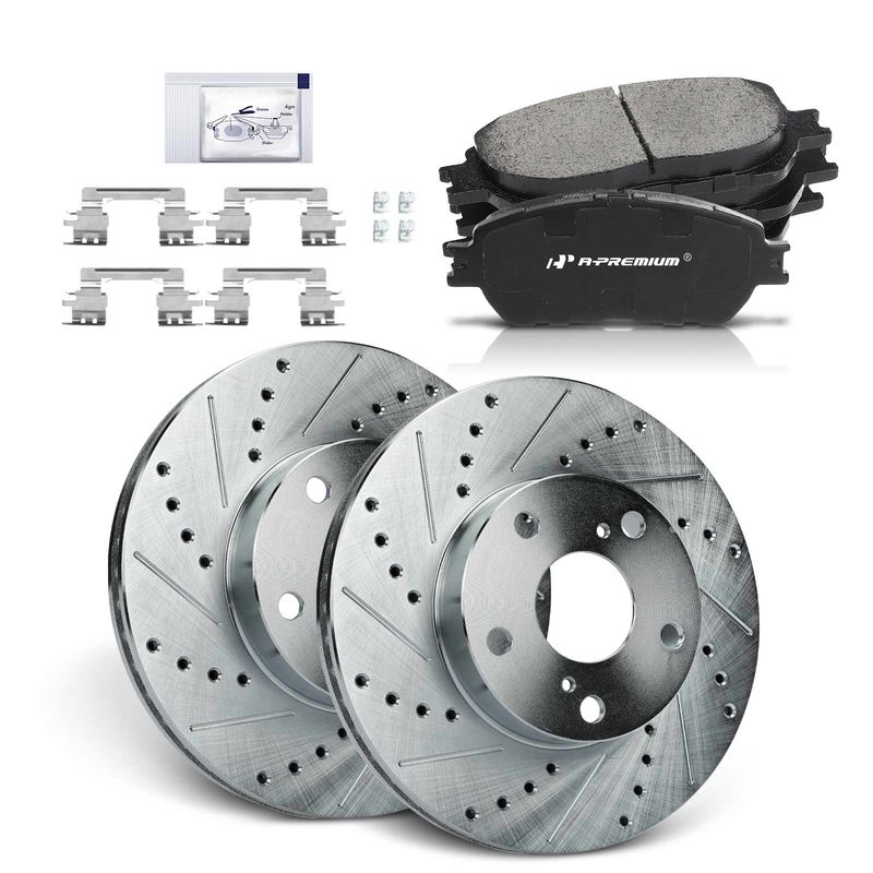 Front Drilled Rotors & Ceramic Brake Pads for Toyota Tacoma 2005-2015 5 Lug