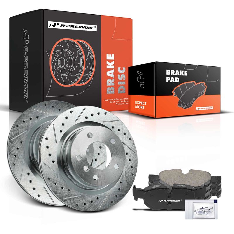 Rear Drilled Rotors & Ceramic Brake Pads for BMW 323i 2006-2011 328i