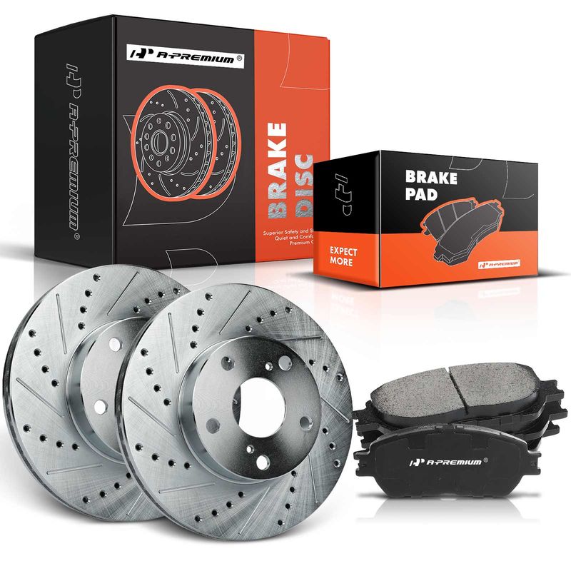 Front Drilled Rotors & Ceramic Brake Pads for Toyota Tacoma 2005-2015 5 Lug