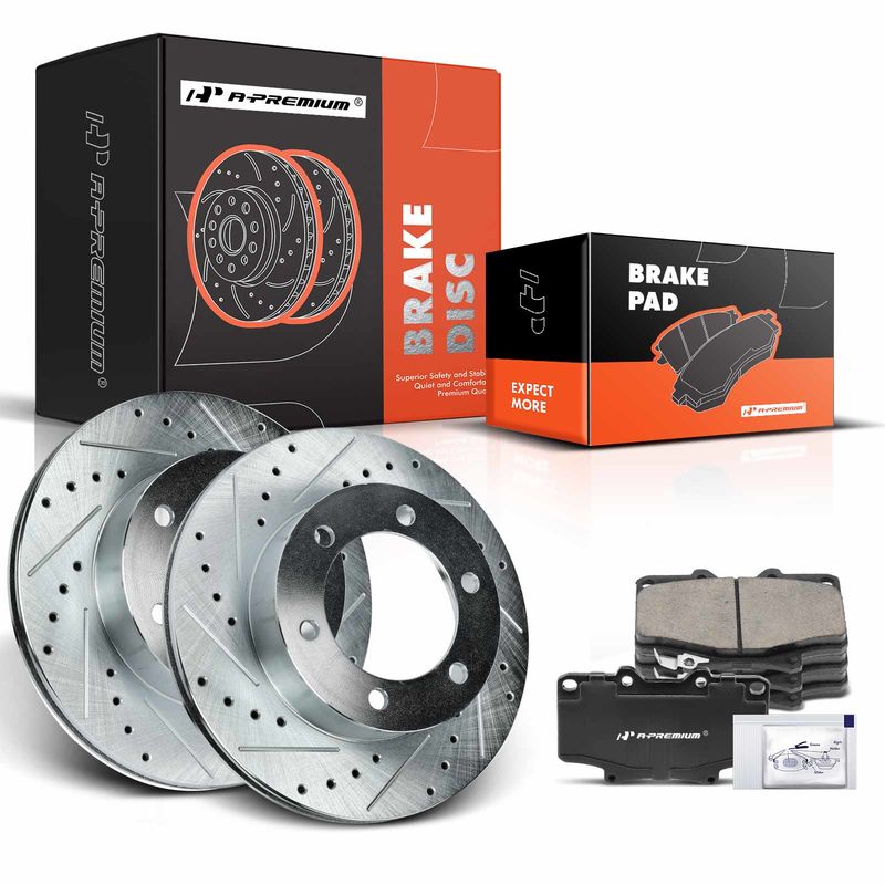 Front Drilled Rotors & Ceramic Brake Pads for Toyota 4Runner 1996-2002 Tacoma