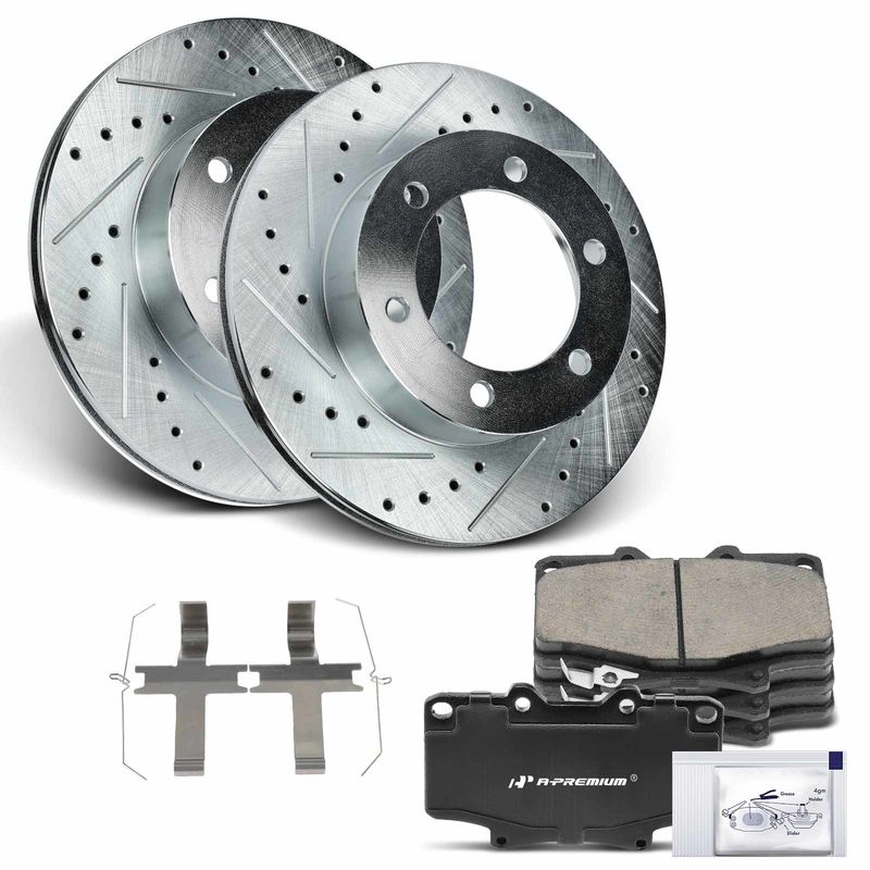 Front Drilled Rotors & Ceramic Brake Pads for Toyota 4Runner 1996-2002 Tacoma