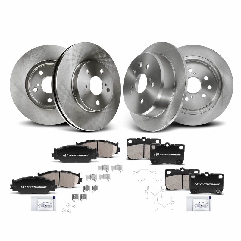 Front & Rear Disc Brake Rotors & Ceramic Brake Pads for Lexus IS250 2006-2013