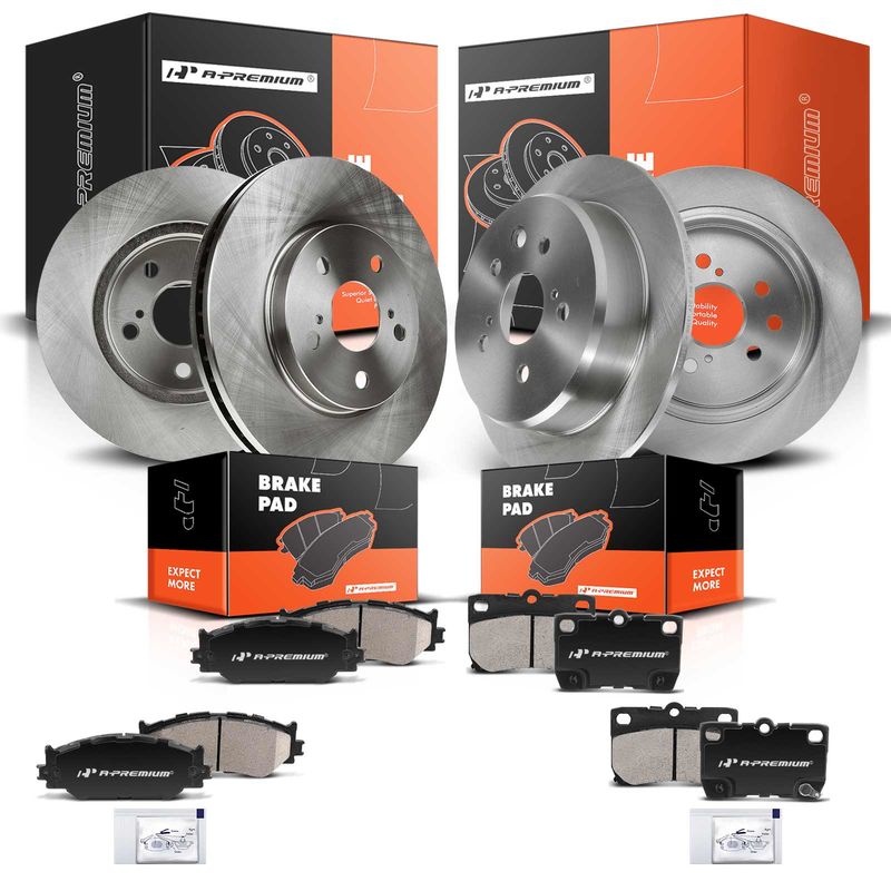 Front & Rear Disc Brake Rotors & Ceramic Brake Pads for Lexus IS250 2006-2013