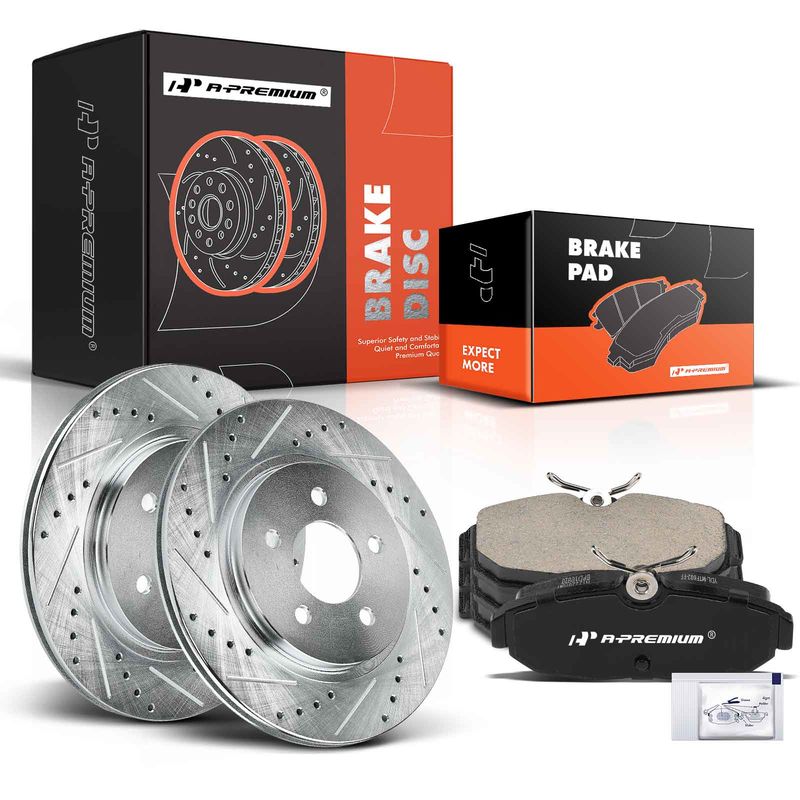 Rear Drilled Rotors & Ceramic Brake Pads for Ford Mustang 2005-2011