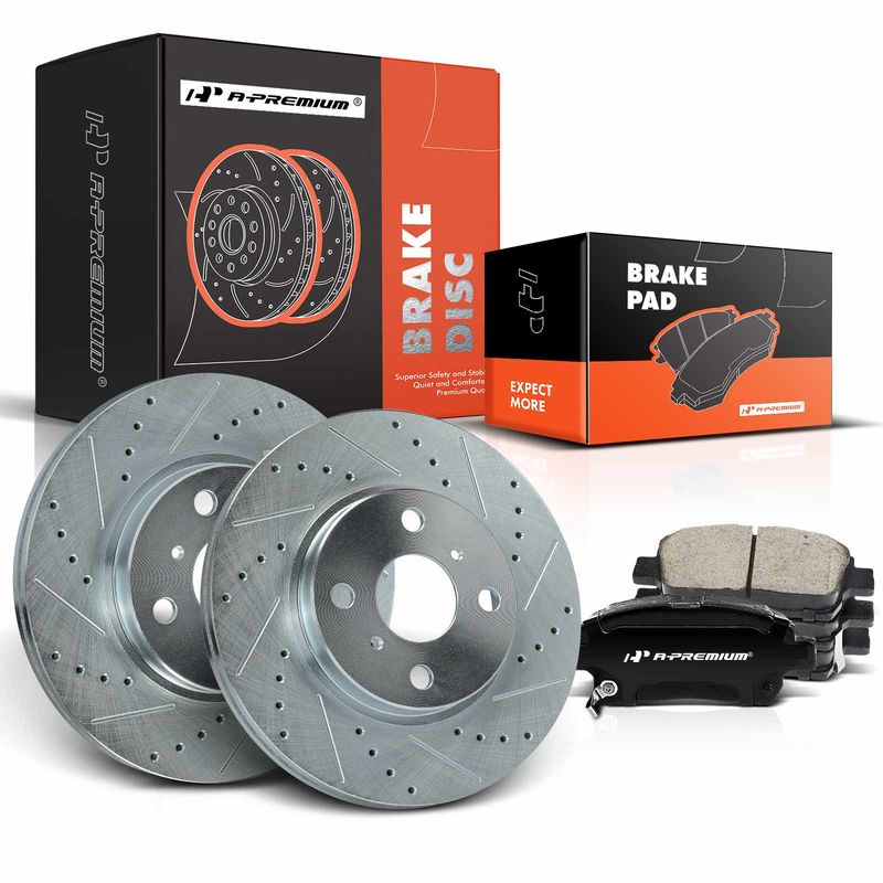Front Drilled Rotors & Ceramic Brake Pads for Scion xA 2004-2006 xB L4 1.5L