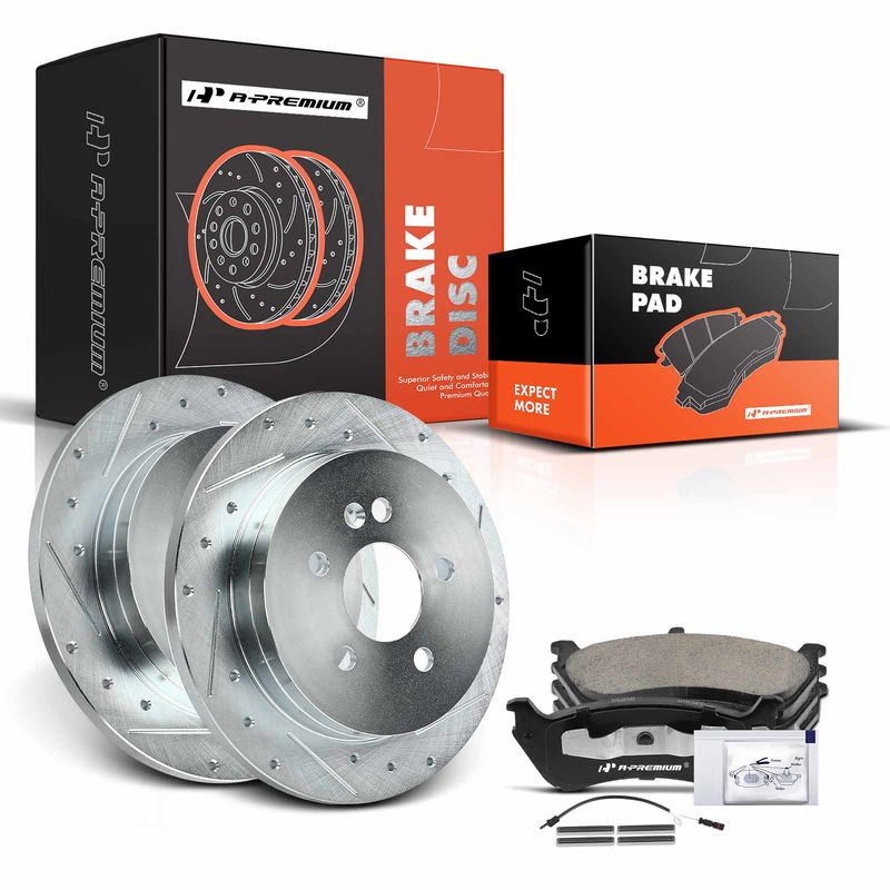 Rear Drilled Rotors & Ceramic Brake Pads for Mercedes-Benz ML320 W163 1998-2003