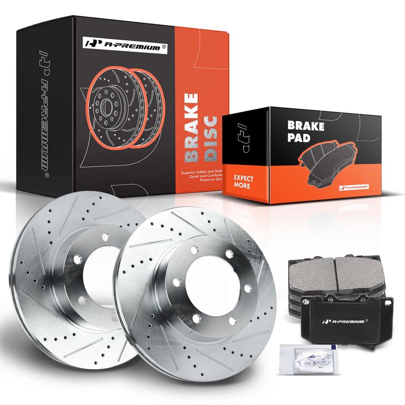 Front Drilled Rotors & Ceramic Brake Pads for Toyota Tundra 2000-2003 Sequoia
