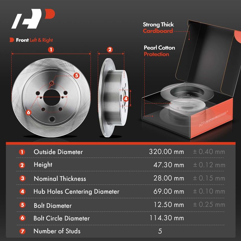 Front Disc Brake Rotors & Ceramic Brake Pads for Hyundai Sonata 2015 Tucson Kia