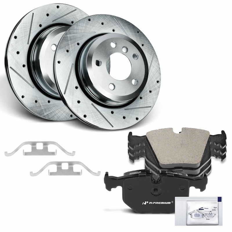 Rear Drilled Rotors & Ceramic Brake Pads for BMW X3 E83 2004-2010 2.5L 3.0L