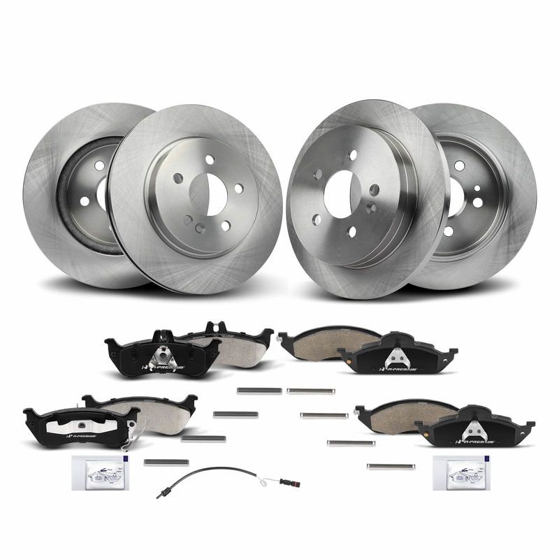 Front & Rear Disc Brake Rotors & Ceramic Brake Pads for Mercedes-Benz ML320 ML350
