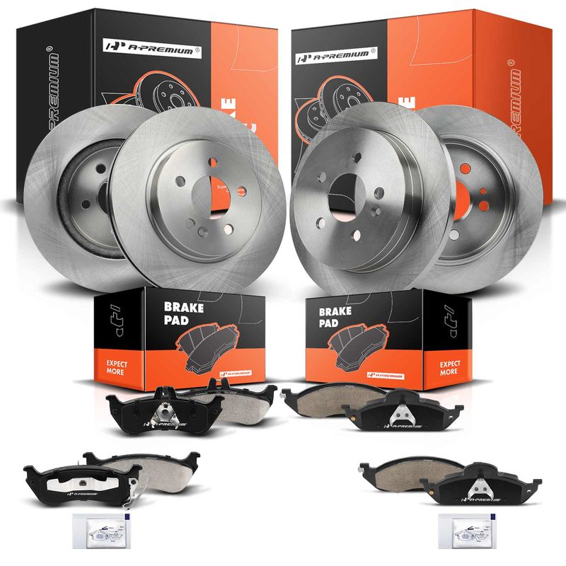 Front & Rear Disc Brake Rotors & Ceramic Brake Pads for Mercedes-Benz ML320 ML350