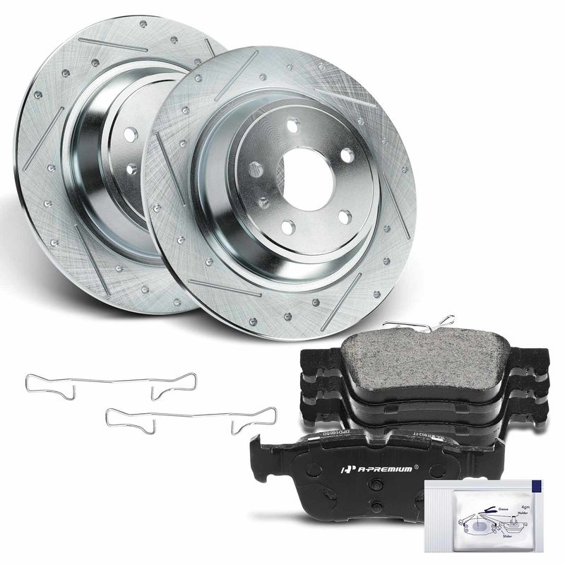 Rear Drilled Rotors & Ceramic Brake Pads for Ford Fusion 2013-2020 Lincoln MKZ