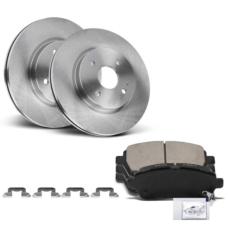 Front Disc Brake Rotors & Ceramic Brake Pads for Mazda 2 2011-2014