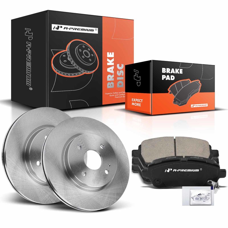Front Disc Brake Rotors & Ceramic Brake Pads for Mazda 2 2011-2014