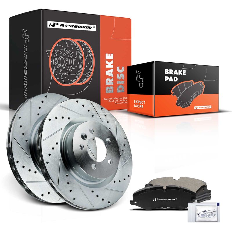 Front Drilled Rotors & Ceramic Brake Pads for Land Rover Range Rover LR4
