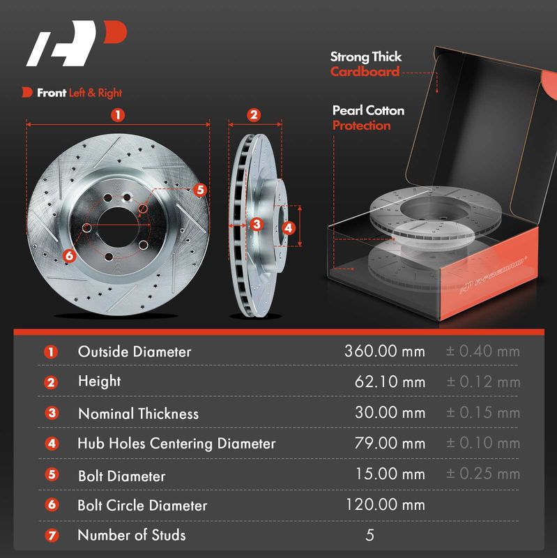 Front Drilled Rotors & Ceramic Brake Pads for Land Rover Range Rover LR4